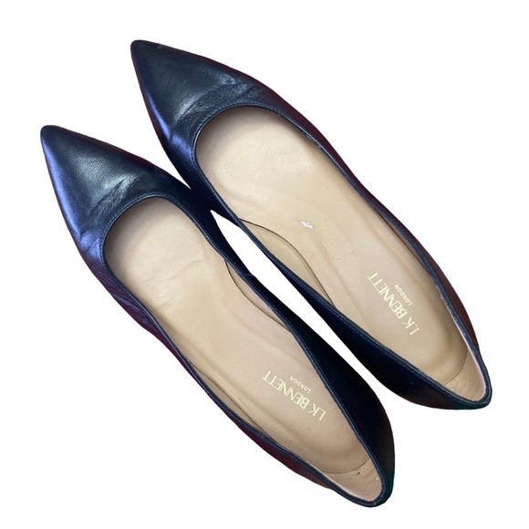 LK Bennett London Audrey Black Leather Kitten Heel Courts Size 6 - Picture 11 of 15